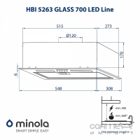Витяжка повновбудована Minola HBI 5263 BL Glass 700 LED Line чорна
