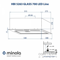 Вытяжка полновстраиваемая Minola HBI 5263 BL Glass 700 LED Line черная