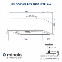 Витяжка повновбудована Minola HBI 5663 IV Glass 1000 LED Line бежева