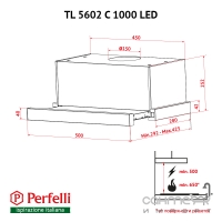 Телескопическая вытяжка Perfelli Orzo TL 5602 C S/I 1000 LED нержавеющая сталь