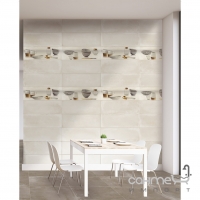 Цветочный керамический декор для стен 25х75 Myr Ceramica Lino Flor Blanco Белый