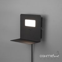 Настенный LED-светильник с полочкой для смартфона и USB Trio Aloft 222670132 матовый черный