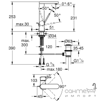 Змішувач для раковини з донним клапаном Grohe Plus 23851003