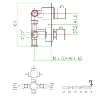 Змішувач-термостат прихованого монтажу для ванни/душу на 3 споживача Fiore Xenon 31CR0940 хром