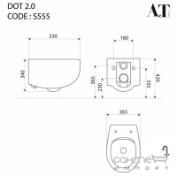 Унітаз підвісний безободковий AeT Dot 2.0 S555TOROV6100 з сидінням Soft-Close TakeOff C555R100 білий глянсовий