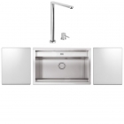 Кухонна мийка+телескопічний змішувач Apell Regola White RE791IKITW нерж. сталь/хром/біле скло