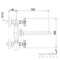 Смеситель для ванны с душевым гарнитуром Q-tap Liberty ANT 140 бронза