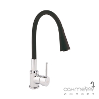 Змішувач для кухні з гнучким виливом Q-tap Spring CRB 007F-1 хром/чорний