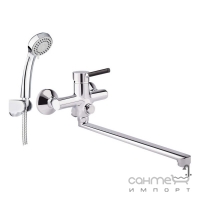 Змішувач для ванни з душовим гарнітуром Q-tap Inspai CRM 005 NEW хром/чорний