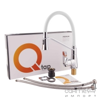 Змішувач для кухні з гнучким виливом Q-tap Estet CRW 007F хром/білий