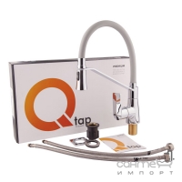 Змішувач для кухні з гнучким виливом Q-tap Estet CRG 007F хром/сірий
