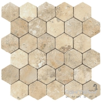 Мозаика керамогранитная 30x31 Atlas Concorde Aix Honeycomb Tumbled Blanc Светло-Бежевая