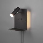 Настенный LED-светильник с полочкой для смартфона и USB Trio Element 222570232 матовый черный