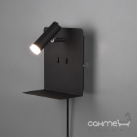 Настенный LED-светильник с полочкой для смартфона и USB Trio Element 222570232 матовый черный