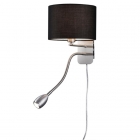 Настінний світильник із додатковою LED-лампою для читання Trio Hotel 271170202 матовий нікель/чорна тканина