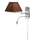 Настенный светильник с дополнительной LED-лампой для чтения Trio Hotel 271370214 матовый никель/коричневая ткань