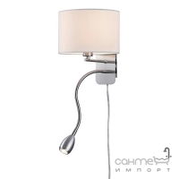 Настінний світильник із додатковою LED-лампою для читання Trio Hotel 271170201 матовий нікель/біла тканина