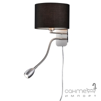 Настінний світильник із додатковою LED-лампою для читання Trio Hotel 271170202 матовий нікель/чорна тканина