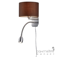 Настенный светильник с дополнительной LED-лампой для чтения Trio Hotel 271170214 матовый никель/коричневая ткань