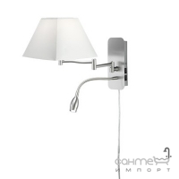 Настінний світильник із додатковою LED-лампою для читання Trio Hotel 271370201 матовий нікель/біла тканина