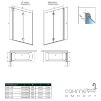 Шторка для ванни Radaway NES Black PND I 130 R 10010130-54-01R правостороння, прозоре скло