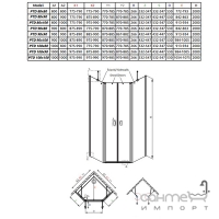 Комплект бічних стінок для асиметричної пентагональної душової кабіни Radaway NES PTD S 80x90 10051200-01-01