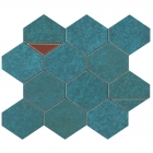 Керамическая мозаика 29,4x25,8 Atlas Concorde Blaze Mosaic Nest Verdigris Бирюзово-Синяя