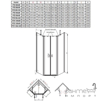 Двері для пентагональної душової кабіни Radaway NES Black PTD 10051000-54-01