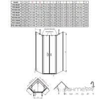 Комплект боковых стенок для пентагональной душевой кабины Radaway NES Black PTD 90x80 10051200-54-01