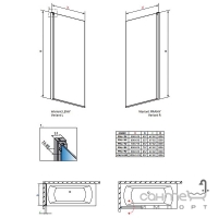 Шторка для ванны Radaway NES Black PNJ I Factory 80 L 10011080-54-55L левосторонняя, прозрачное стекло