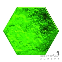 Настенная стеклянная плитка декор Ceramika Color Struktury 3D Green Glass Hexagon 12,5x14,5