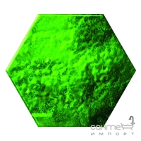 Настенная стеклянная плитка декор Ceramika Color Struktury 3D Green Glass Hexagon 12,5x14,5