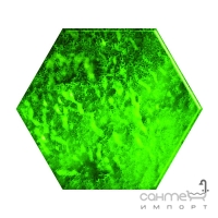Настінна скляна плитка декор Ceramika Color Struktury 3D Green Glass Hexagon 12,5x14,5
