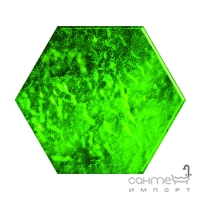 Настенная стеклянная плитка декор Ceramika Color Struktury 3D Green Glass Hexagon 12,5x14,5