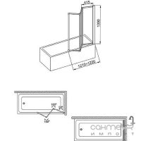 Шторка для ванн Aquaform BF3/400 170-04011T-K профіль матовий полістирол, білий