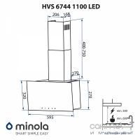Пристінна витяжка Minola HVS 6744 WH 1100 LED білий