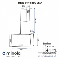 Пристінна витяжка Minola HDN 6444 BL 800 LED чорний