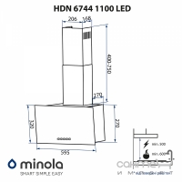 Пристінна витяжка Minola HDN 6744 BL 1100 LED чорний