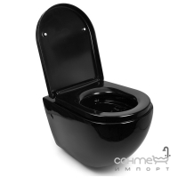 Підвісний безободковий унітаз із сидінням softclose дюропласт Newarc Modern Rimless 3823B NEW чорний