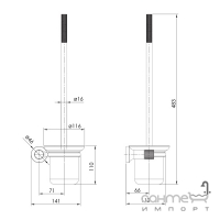 Ершик для унитаза подвесной Imprese Brenta ZMK091908260 хром графит/тонированное стекло