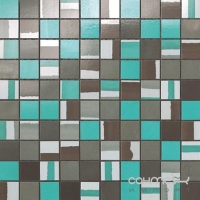 Настінна мозаїка 30,5x30,5 Atlas Concorde Dwell Mosaico Mix Turquoise Бірюзова Мікс