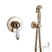 Гігієнічний душ прихованого монтажу Giulini G Praga 7515 BR+SH06 BR бронза/ручка біла кераміка