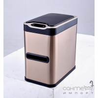 Ведро сенсорное с диспенсером для туалетной бумаги прямоугольное JAH 6406 7л розовое золото