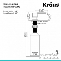 Дозатор для рідкого мила Kraus KSD-32MB 500мл. чорний матовий
