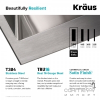 Кухонная мойка Kraus Standart PRO KHT301-18 457х457 нержавеющая сталь