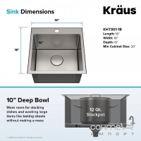 Кухонна мийка Kraus Standart PRO KHT301-18 457х457 нержавіюча сталь