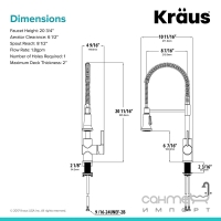 Змішувач для кухні з гнучким виливом Kraus Brit KPF-1690SFS нержавіюча сталь anti-touche