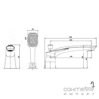 Змішувач для ванни врізний на 3 отвори Topaz Sardinia 08111-H19 хром