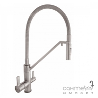 Змішувач для кухні з гнучким виливом та виливом для фільтрованої води Topaz Sardinia 8812-H24-PVD-S нікель