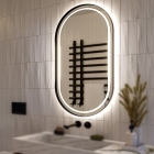 Овальное зеркало в металлической раме с LED-подсветкой и подсветкой в стену Liberta Donero 500x900 черное